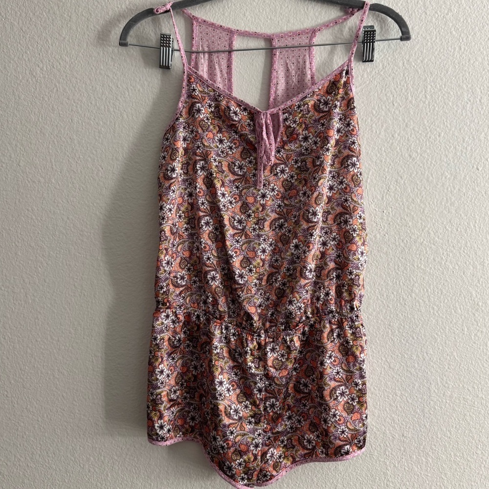Victoria's Secret Y2K Vintage Paisley Floral Silky Onesie Romper Size Small
